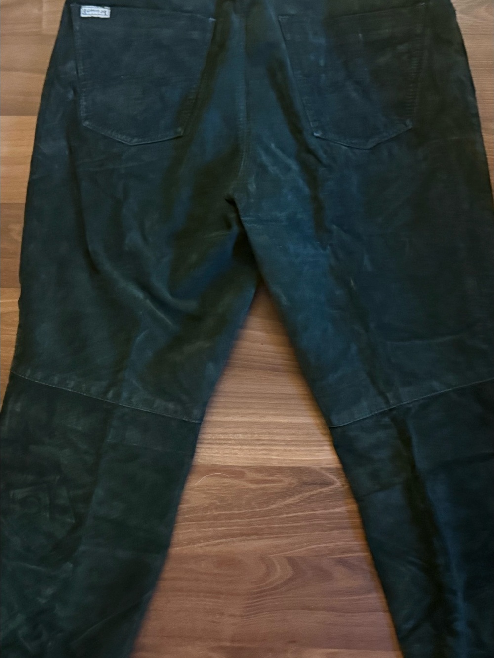 Dark Green Suede 100% leather grunge Vintage Pants -Classic Straight Fit Earthy